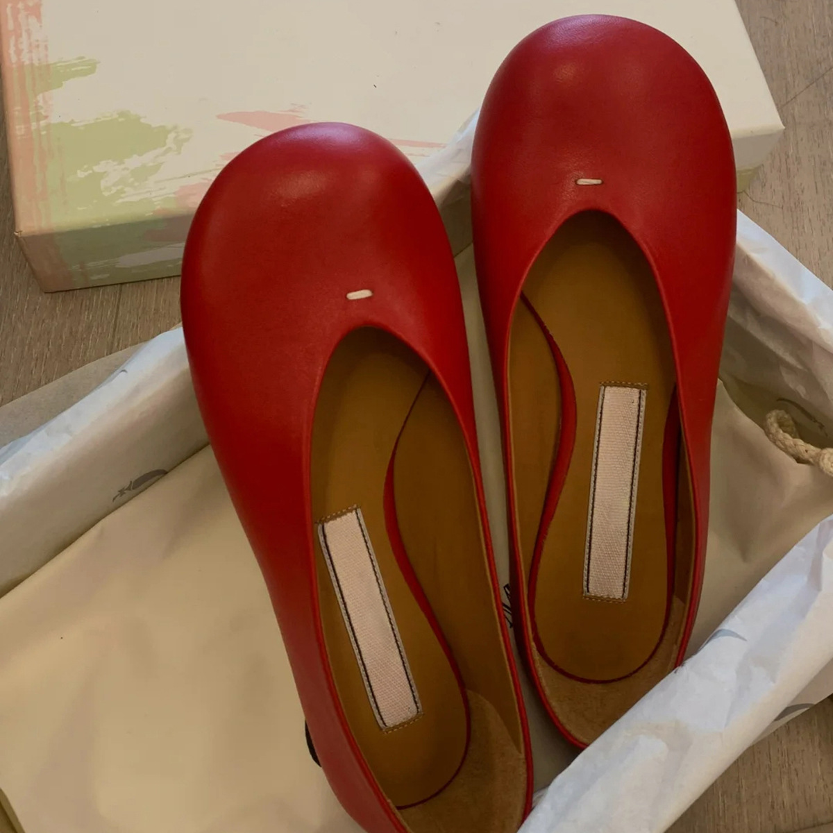 Sheepskin Version ~ Round-Toe Little Red Shoes Flats-Soled Retro Niche Granny Shoes Shallow Mouth Versatile One-Leg Big-Toe Flats for Women