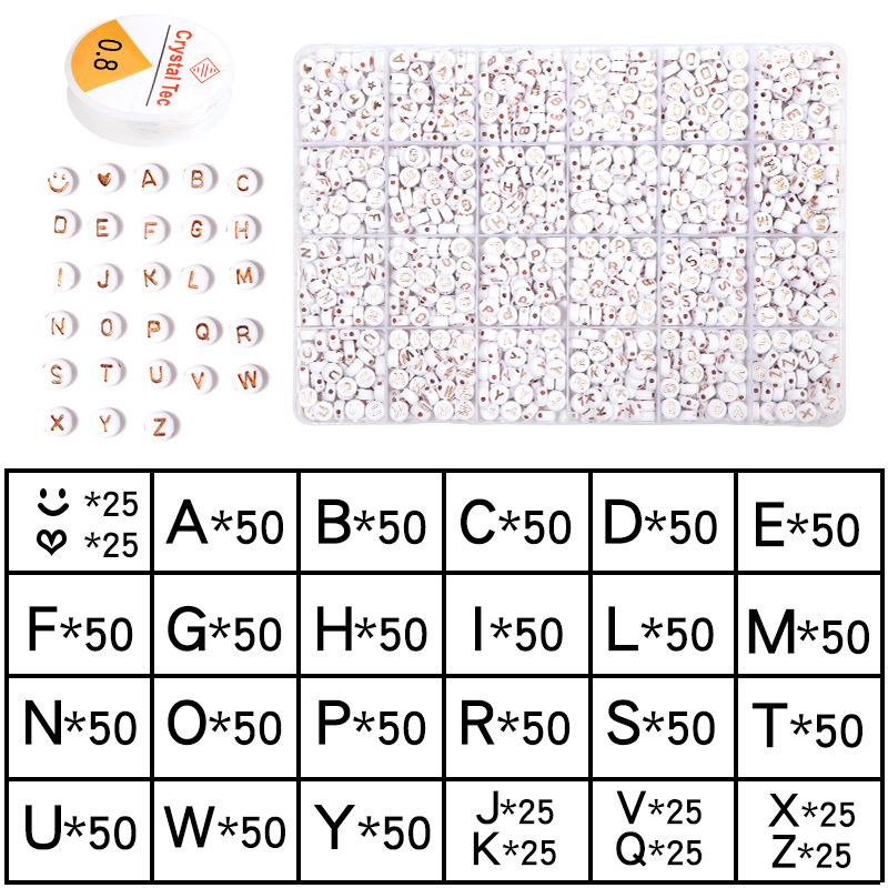 Picture of Amazon Hot Sale 24 Grid Multi Style Letter Beads Boxed Color Beads Handmade Set with Accessories diy Material