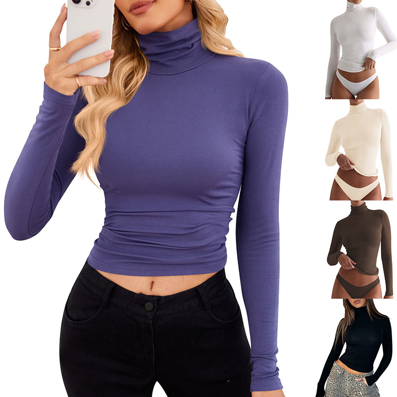European and American Cross-border Women's 2024 New TK Amazon Premium Y2K Slim-fit Fashion Pure Desire High Collar Base