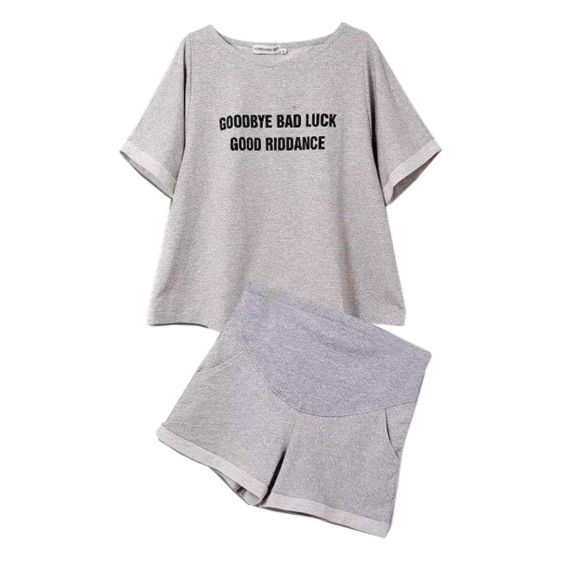 Pregnant Women's Summer Short-sleeved Suit Loose-fit Two-piece Suit Pregnant Women's Pajamas Loose Top Dress