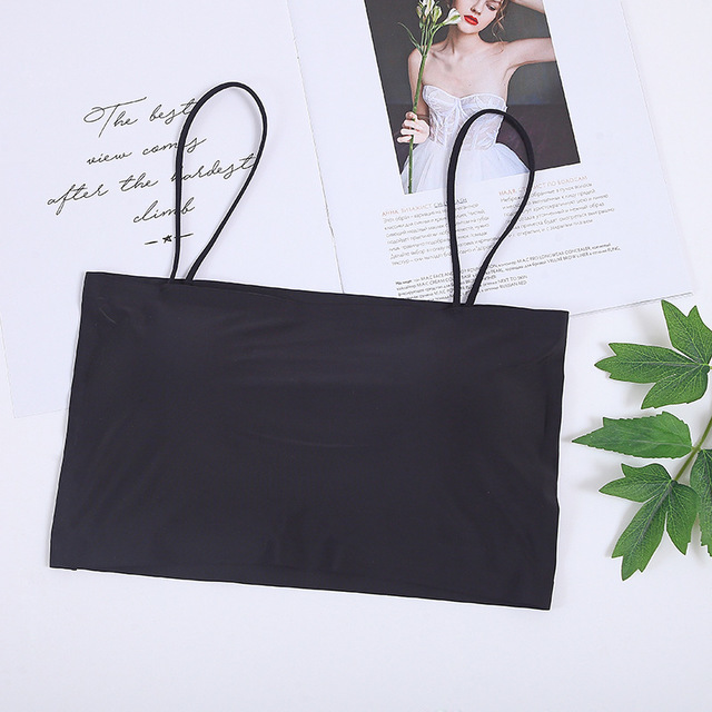 Picture of Ice Silk One-word Wrap Chest Anti-slip Underwear Girls Sexy Strapless Bottoming Sling Small Vest Women's Inner Wear Thin