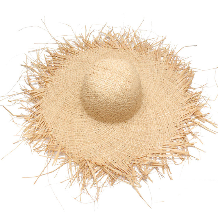 Picture of Korean Style Shattered Side Big Brim Lafite Straw Hat Summer Travel Beach Holiday Sun Protection Sun Hat Portable Foldable Hat