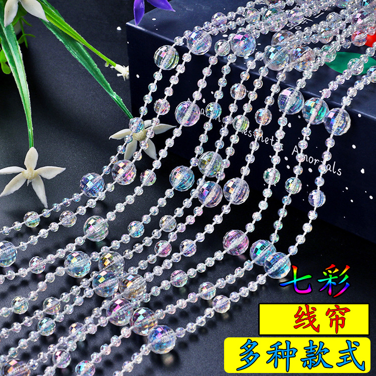 Picture of Acrylic Imitation Crystal Bead Curtain Living Room Decorative Transparent Line Curtain Bead Chain Ceiling Window Curtain Wedding Decoration