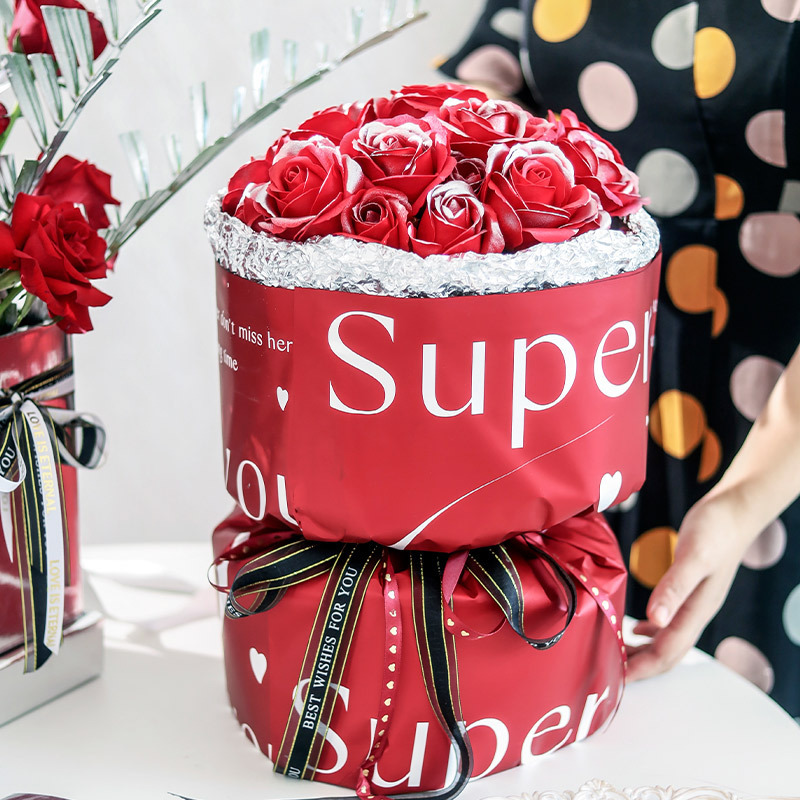 new high sense love you wrap flower paper round bouquet paper handmade diy wrapping paper flower shop flower packaging materials