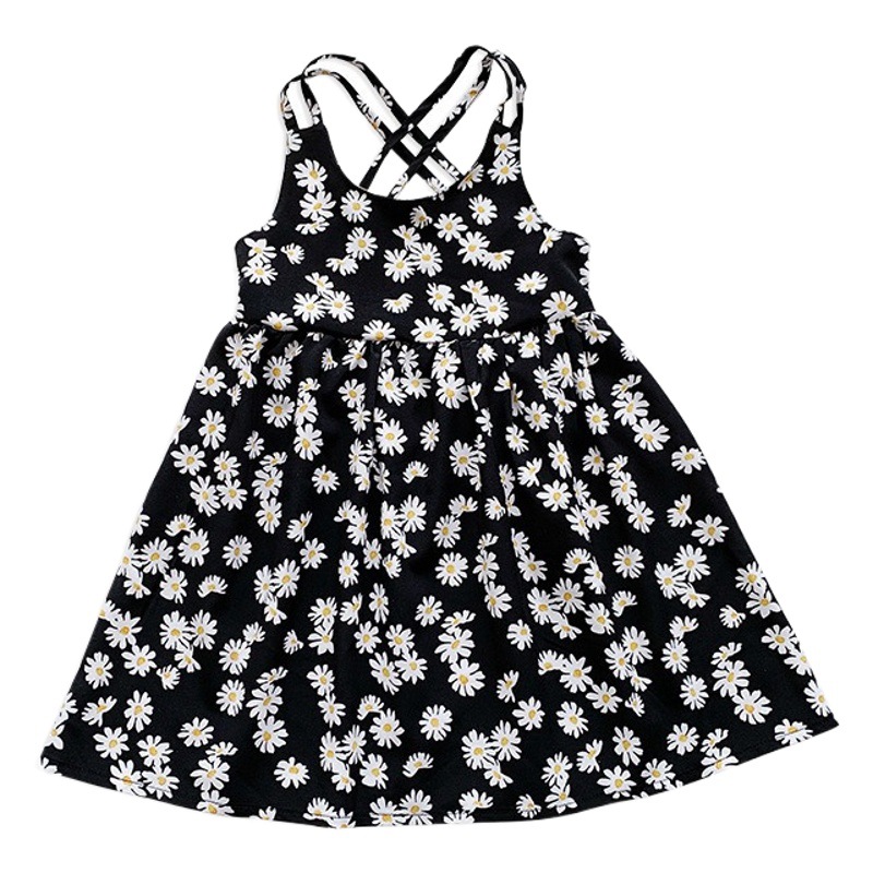 Girls 2025 Summer New Suspender Dress Kidsren's Suspender Skirt Baby Backless Daisy Seaside