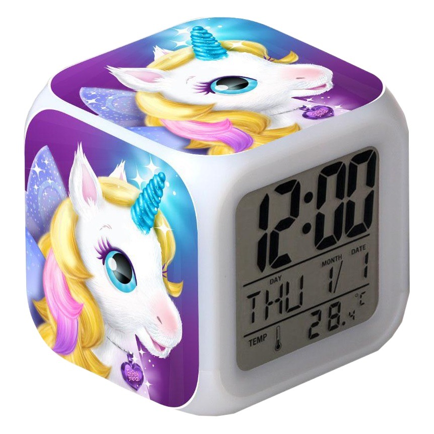 Cross-Border Supply Unicorn Unicorn Colorful Color-Changing Luminous Mood Led Creative Alarm Clock Can Be Customized with Pictures