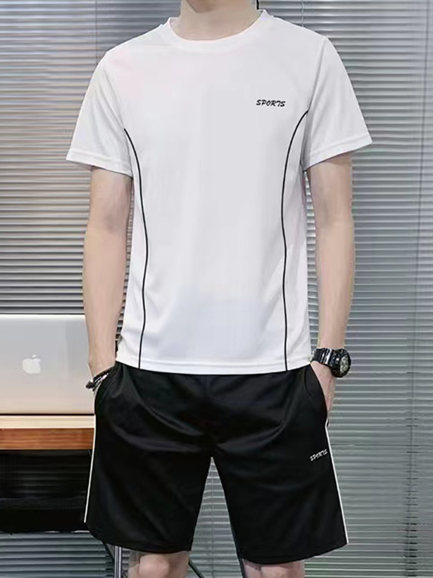 Sports Suit Men's Summer Fitness Short-Sleeved T-Shirt Men's Quick-Drying Clothes Running Loose Casual Sportswear Shorts