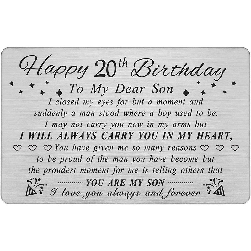 Picture of Cross Border Hot Selling Birthday Cards Gift for Son Personalized Creative Inspirational Stainless Steel Carved Wallet Card