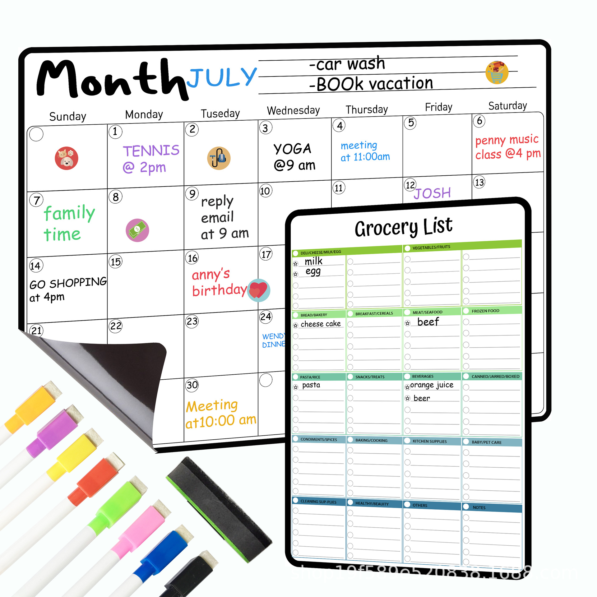 Picture of Magnetic Weekly Schedule Calendar Sticker Mobile Creative Refrigerator Sticker Pet Magnetic Soft Whiteboard Dry Wipe Board