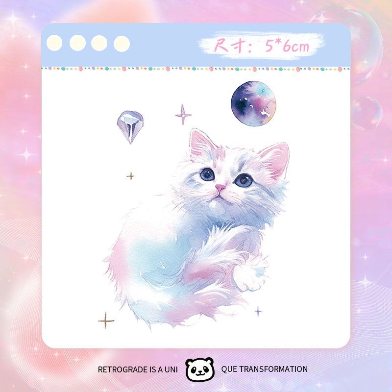 Picture of Color Tattoo Sticker Women's Waterproof Long-lasting Kitten Cartoon Arm Collarbone Painted Cute Personality Pattern Dopamine Sticker