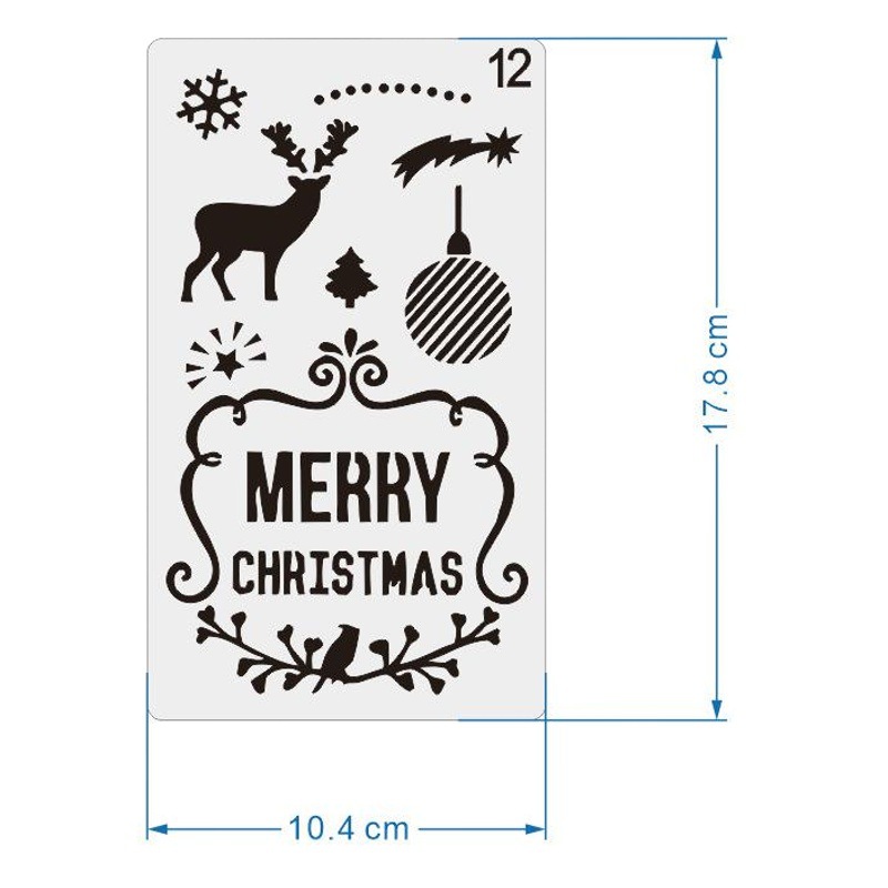 Christmas hand account template Christmas decoration elements hand-written bullet diary template 24-piece hollow Template