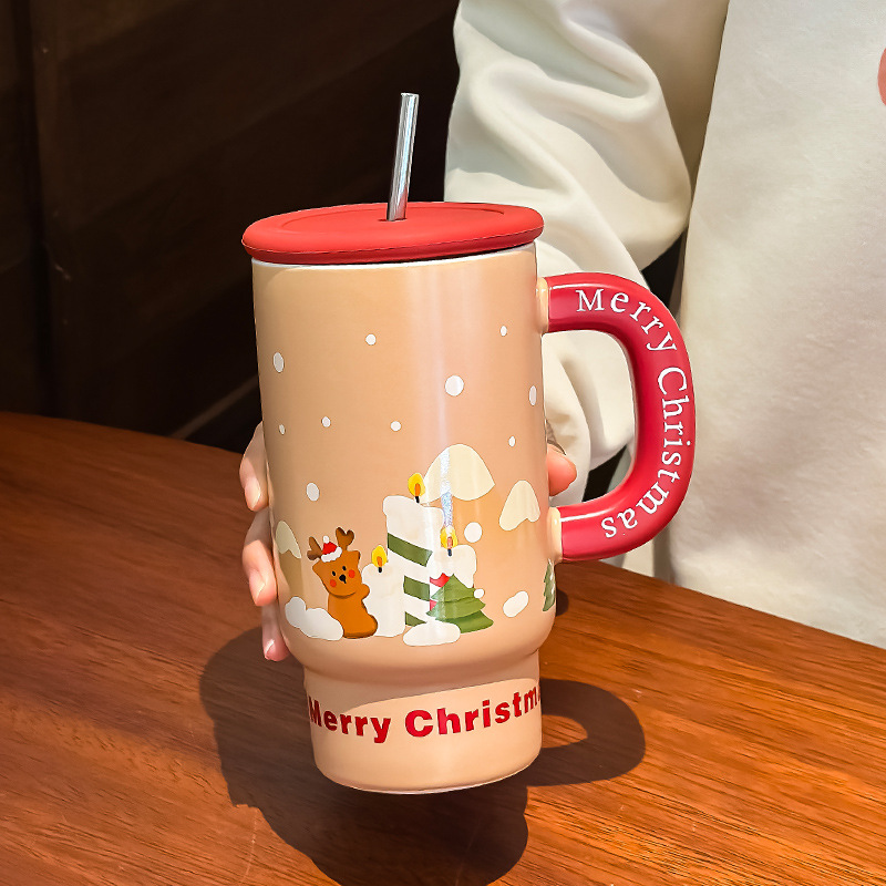 Picture of Christmas gift large capacity ceramic mug mug creative cute sippy cup couple cup female companion gift