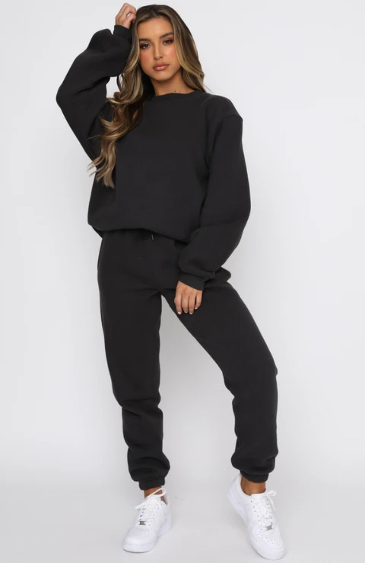 Picture of Cross-border European and American Autumn and Winter Solid Color Round Neck Pullover Trousers Women's Fashion Casual Long Sleeve Sweater Suit New Product
