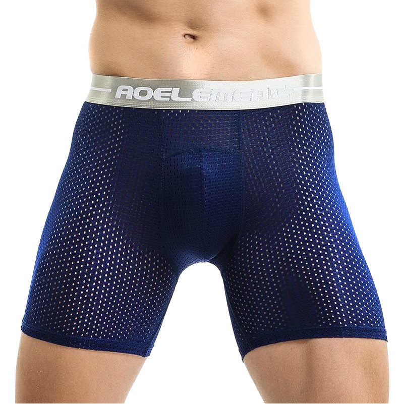 Ice Silk Mesh Sports Underwear Men's Anti-Wear Leg Running Five-Point Extended Fitness Anti-Wear Crotch Extended Boxer Briefs
