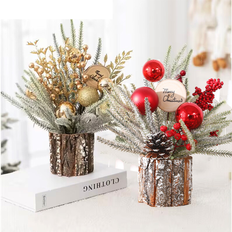 Cross-Border Spot Christmas Decoration Tree Small Christmas Tree Desktop Christmas Tree Decoration Ornaments Flower Arrangement Decoration Christmas Arrangement