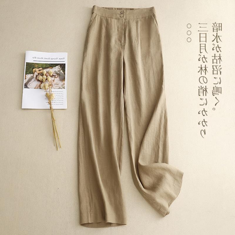 Real Shot Linen Wide Leg Pants Women's Casual Pants Autumn Straight Leg Pants Women's Slimming All-match Women's Pants Linen Pants Women