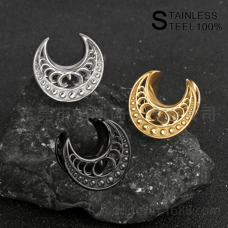 316 stainless steel auricle ear ring mixed batch of European and American hot selling ear expansion jewelry C- shaped simple fashion comfortable perforated earrings