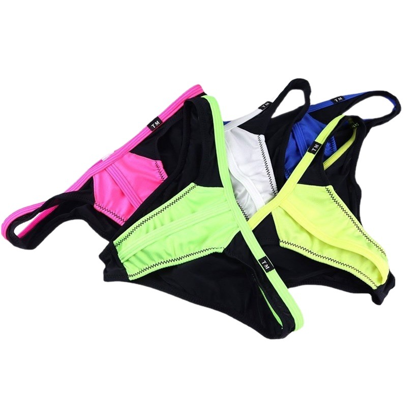 Men's Briefs Thin Mesh Silk Sliding Middle Pocket Stitching Ice Silk High Elastic Sexy Breathable U-Convex Large Pocket