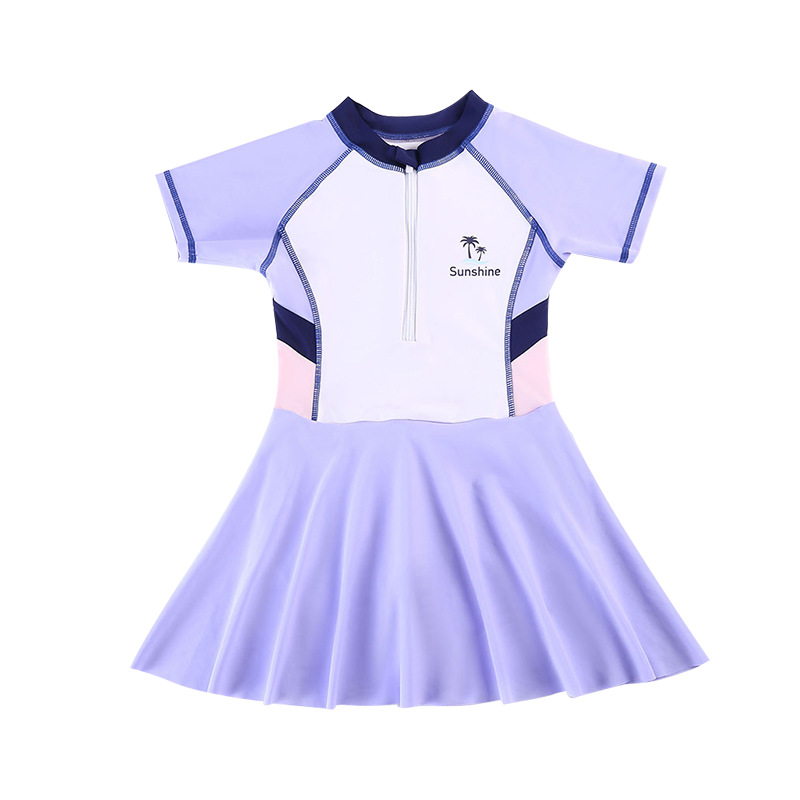 Picture of Children's Swimsuits for Girls Wholesale One-Piece Hot Spring Swimwear for Older Children, Cute and Stylish with Puff Sleeves, Korean Design
