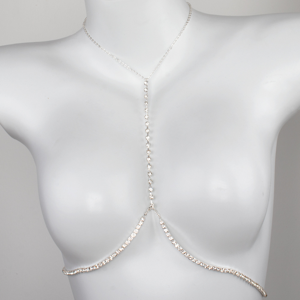 Picture of Cross-border Explosions Sexy Rhinestone Chest Chain European and American Women's Fashion Full Diamond Neck Necklace Body Chain Chest Chain Accessories