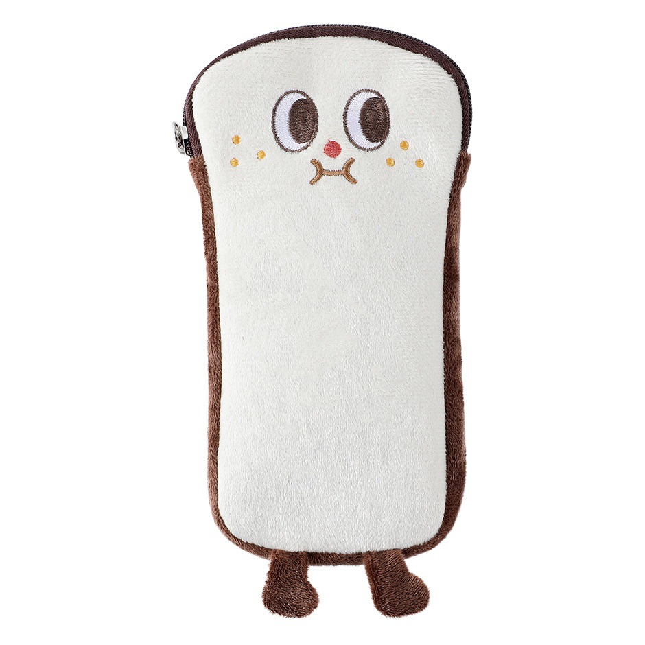 Korean Style Cartoon Toast Plush Pencil Bag Cute Soft Cute Large Capacity Girl Pencil Storage Bag Primary School Students Stationery Bag