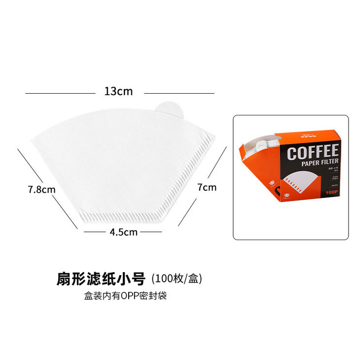 Picture of Japanese Virgin Pulp Coffee Filter Paper Fan-Shaped Cone Drip Coffee Pot V601-4 Person Unbleached