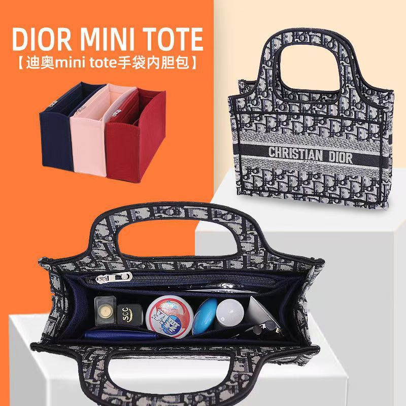 Suitable for Tote Minitote Bag Inner Lining, Storage Divider, Mini Bag Insert, Built-In Anti-Theft Pouch