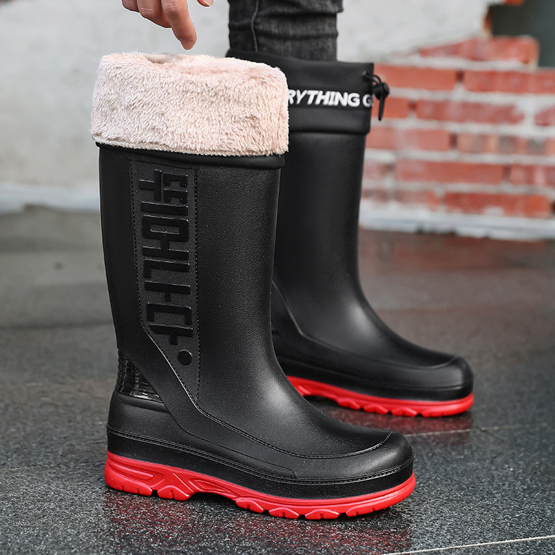 Cross-border rain boots mid-barrel men's rain boots waterproof non-slip car wash take-out kitchen water shoes girdle fishing sea rubber shoes