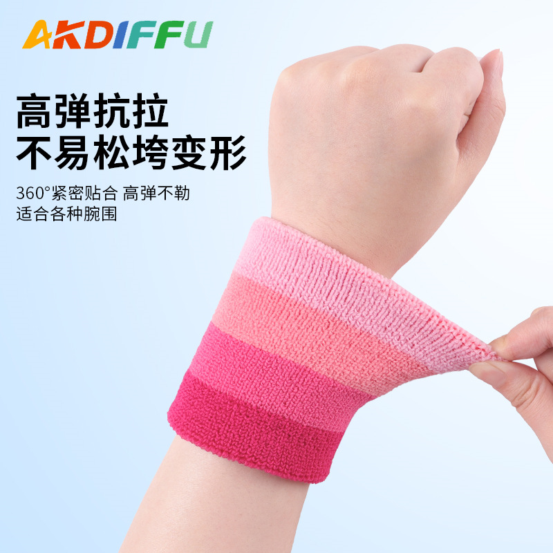 Picture of New sweat-absorbent towel wristband breathable sweat-wiping wristband basketball badminton sports colorful high elastic Sports wristband