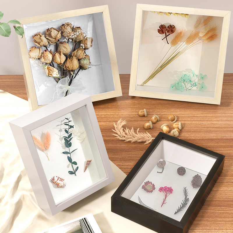 Picture of Three-dimensional hollow photo frame picture frame wholesale wall-hanging solid wood dried flower butterfly specimen frame handmade diy table crafts