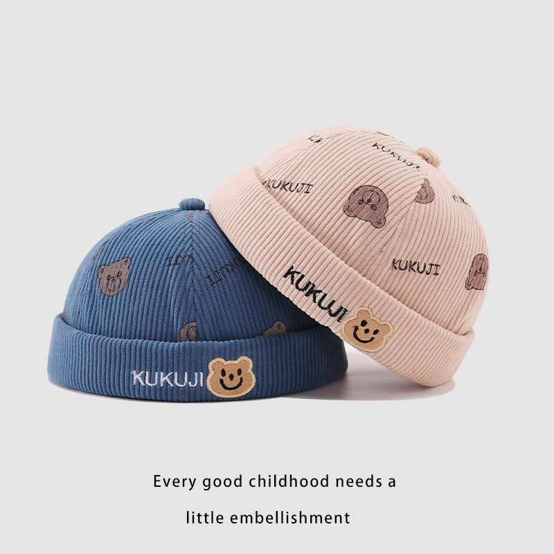 Baby melon skin hat children's landlord hat 1-3 years old boy's local ruffian hat little girl's yuppie hat spring and autumn hat