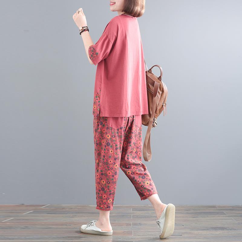 Picture of Mom's Fat mm Large Size Casual Sportswear Suit Women's 2024 Summer Loose and Stylish Short-Sleeved Two-Piece Set