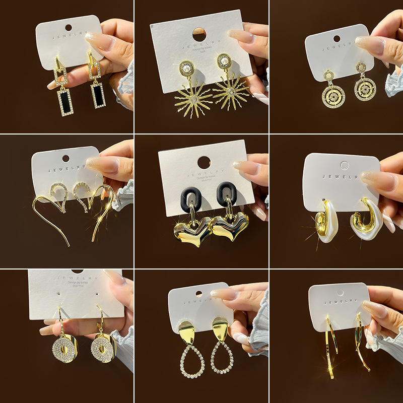 Silver Needle European and American Hot Selling Super Flash Earrings Collection Exquisite Full Diamond Net Red Tassel Pearl Flower Stud Earrings Earrings