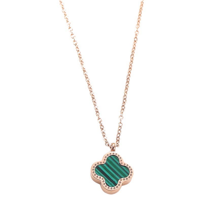 Titanium Steel Double-sided Simple Four-leaf Clover Necklace Women's Ins Trendy Classic Shell Pendant Internet Celebrity Same Style Color-free Jewelry