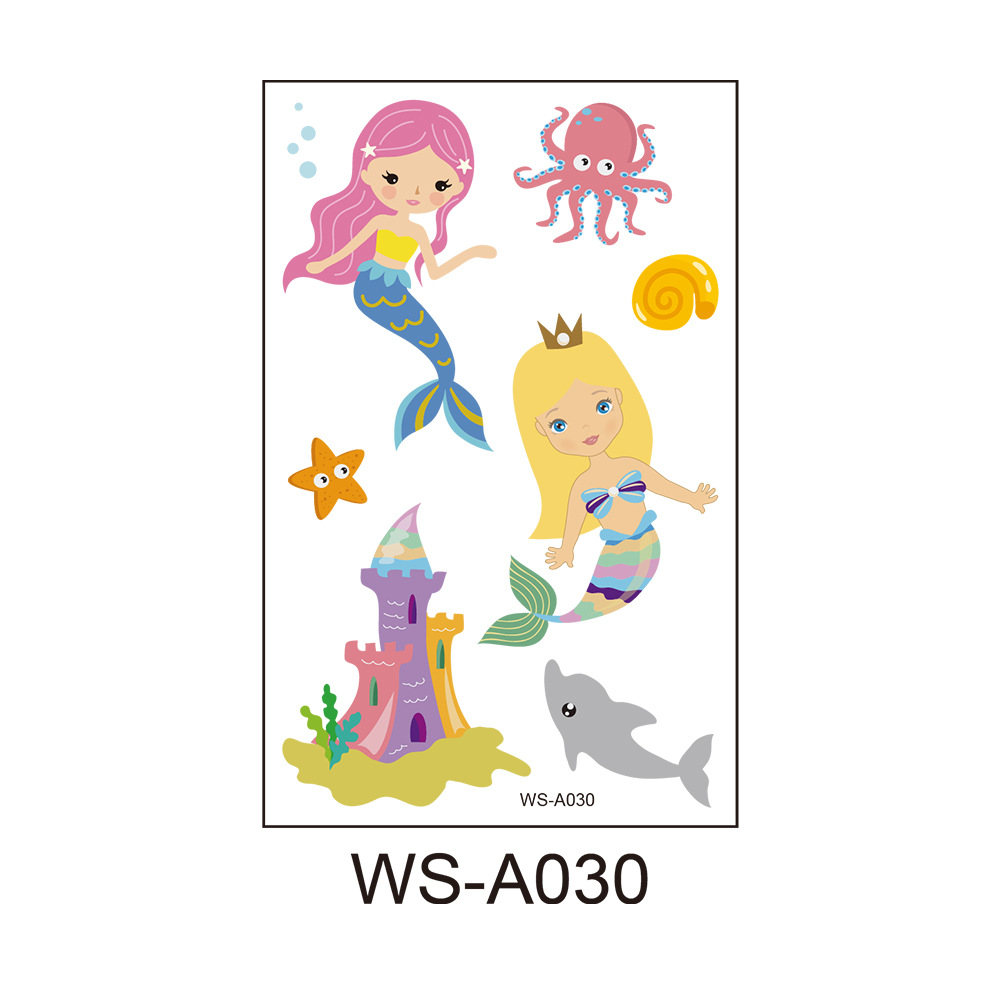 Picture of Cross Border Waterproof Sweat Tattoo Children Cartoon Dream Party Princess Theme Stickers suit Mermaid Tattoo Stickers