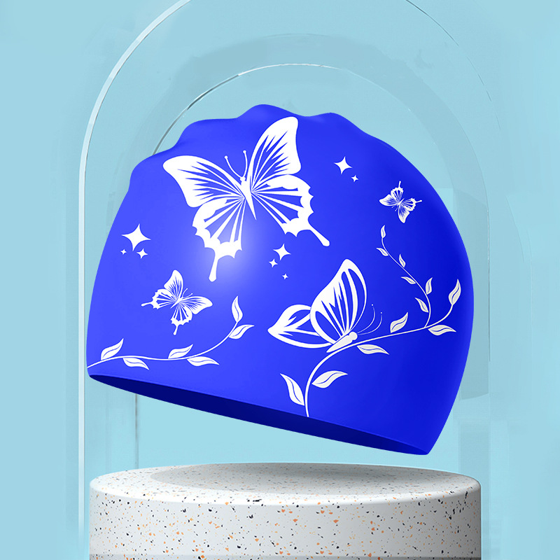 Picture of Adult silicone waterproof swimming cap boys and girls Universal silicone swimming cap increase head swimming cap factory direct sales