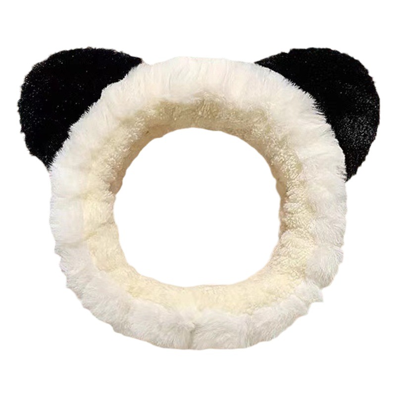 Cute panda hair band female face wash 2023 new autumn and winter facial mask wash special plush headband headdress