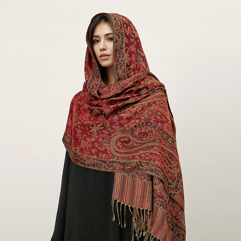 Picture of 2025 Cross-Border New Imitation Cashmere Scarf Ethnic Style Scarf Shawl Cashew Flower Accessible Luxury High-End Tassel Scarf