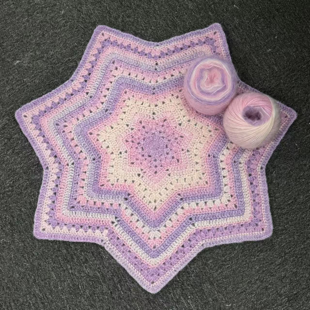 New Gradient Seven Star Blanket Wool Group Hand-woven Crocheted Rose Bouquet Blanket Diy Material Bag Creative Gift