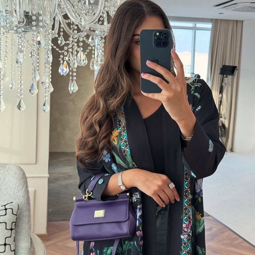 Picture of MQ236 Middle Eastern Robes Muslim Women's Fashion Print with Turban Casual Cardigan Abaya Large Swing Coat