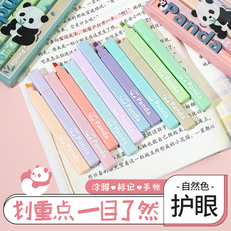 Picture of Kiss panda natural color square rod highlight pen ins cute high-looking hand account stroke key mark marker pen