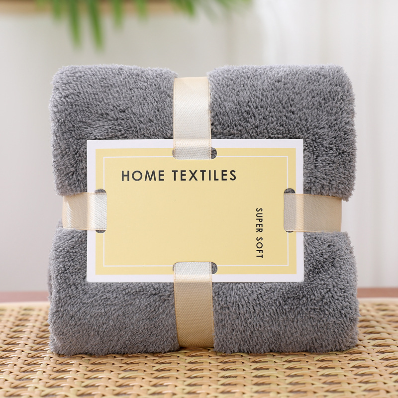 Picture of Wedding gift coral fleece absorbent towel 35*75 tie card wine red joy square towel hand gift