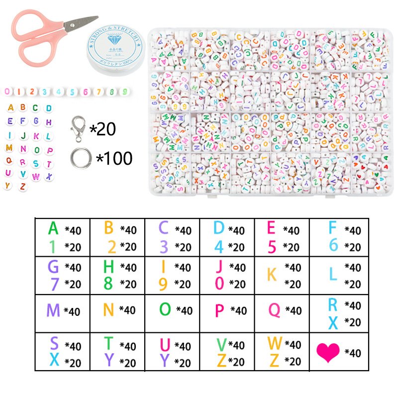 Picture of Amazon Hot Sale 24 Grid Multi Style Letter Beads Boxed Color Beads Handmade Set with Accessories diy Material