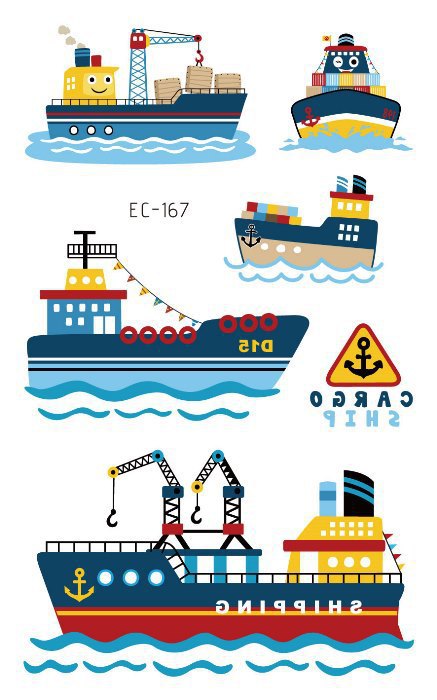 Picture of Children's Cartoon Transport tattoo Paper stickers Aircraft Ship Train Track Creative tattoo stickers