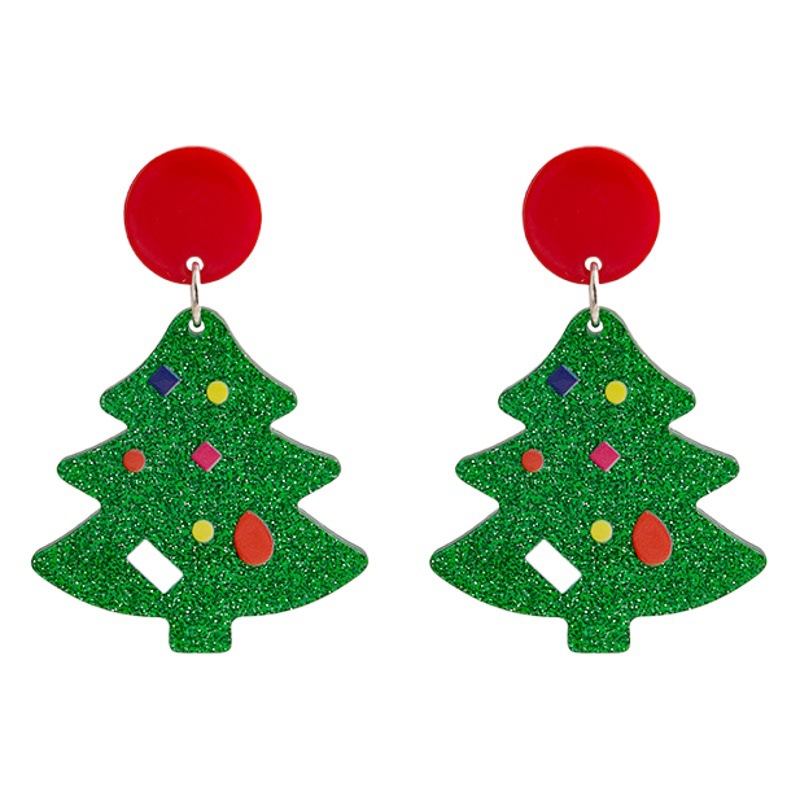 Silver Needle New Cartoon Funny Christmas Earrings Gift Earrings Santa Claus Tree Snowman Color-matching Ear Jewelry