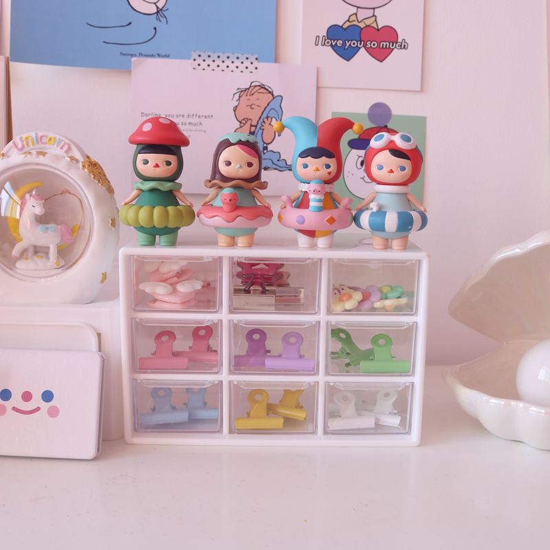 Picture of ins Han Feng Jiugongge Storage Student Hand Account Transparent Drawer Desktop Storage Organizer Dormitory Storage Box