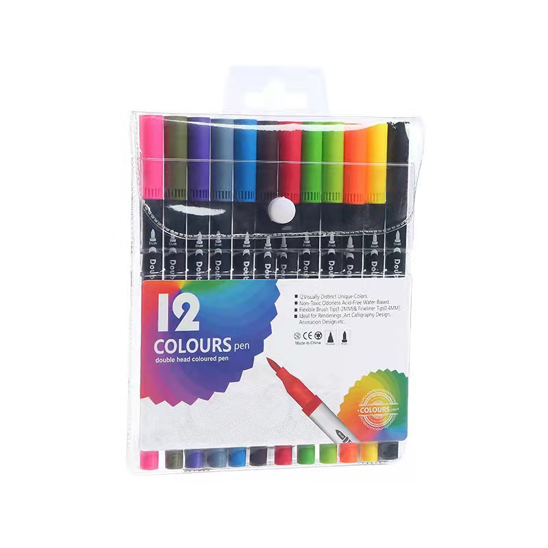 Picture of Children's brush water-based soft head double watercolor pen color washable soft head pen set