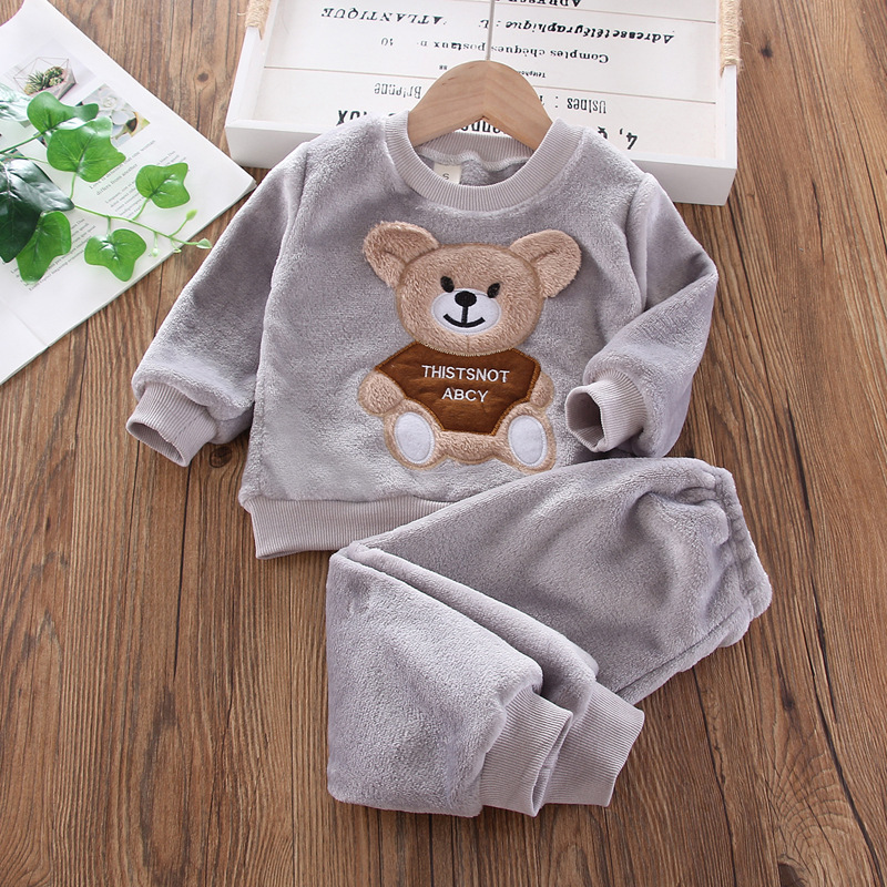Picture of Baby Winter Pajamas Set 2025 New Baby Kidsren's Clothing Boys and Girls Autumn and Winter Flannel Home Clothes Trendy