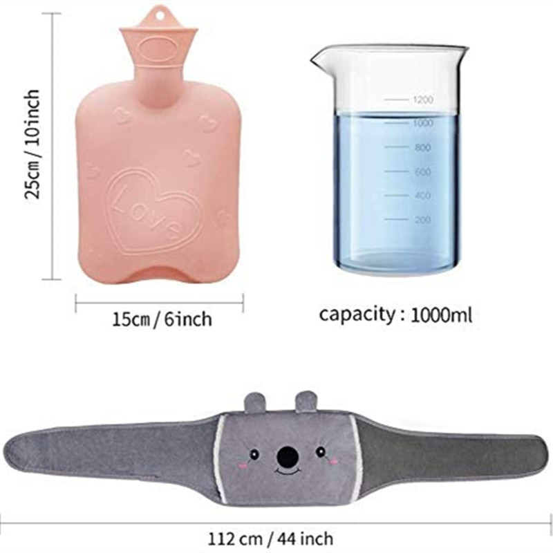 Picture of Three-piece hot water bag with cloth cover water injection waist warming belly warming Kaola belt PVC hot water bag warm belt