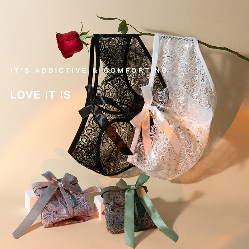 French Style Lace Sexy Underwear Women's Low Waist Non-Marching Translucent Pure Desired Wind Hip Briefs for Girls